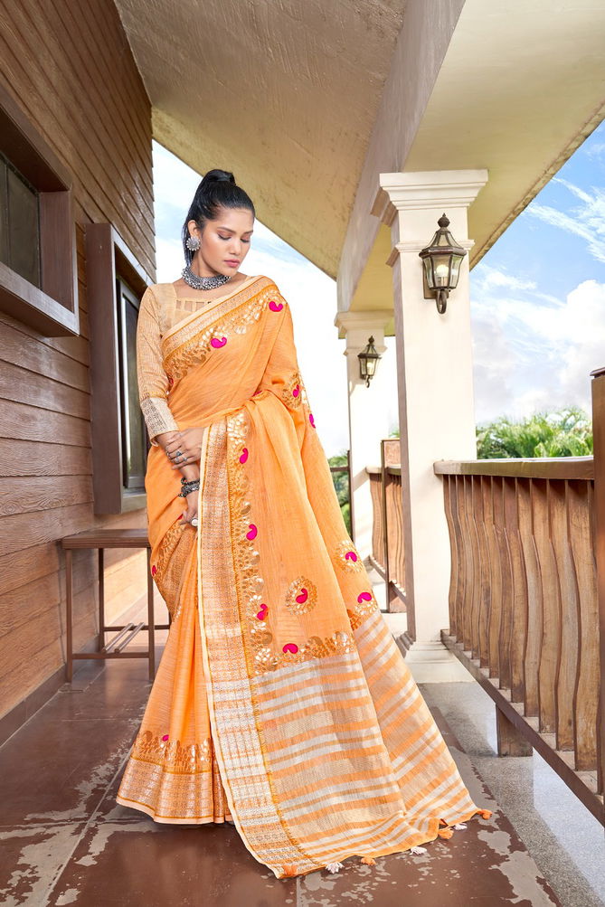 Rajyog Andaz  Latest Fancy Festive Wear Designer Rich Look Exclusive Linen Silk Saree Collection